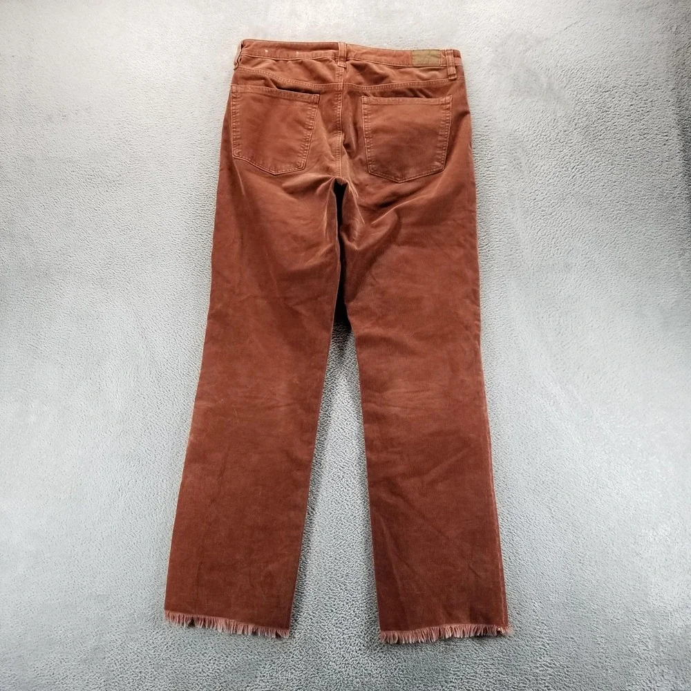 American Eagle Pants Womens 12‎ Tall Brown Crop Flare Corduroy Fringe Boho